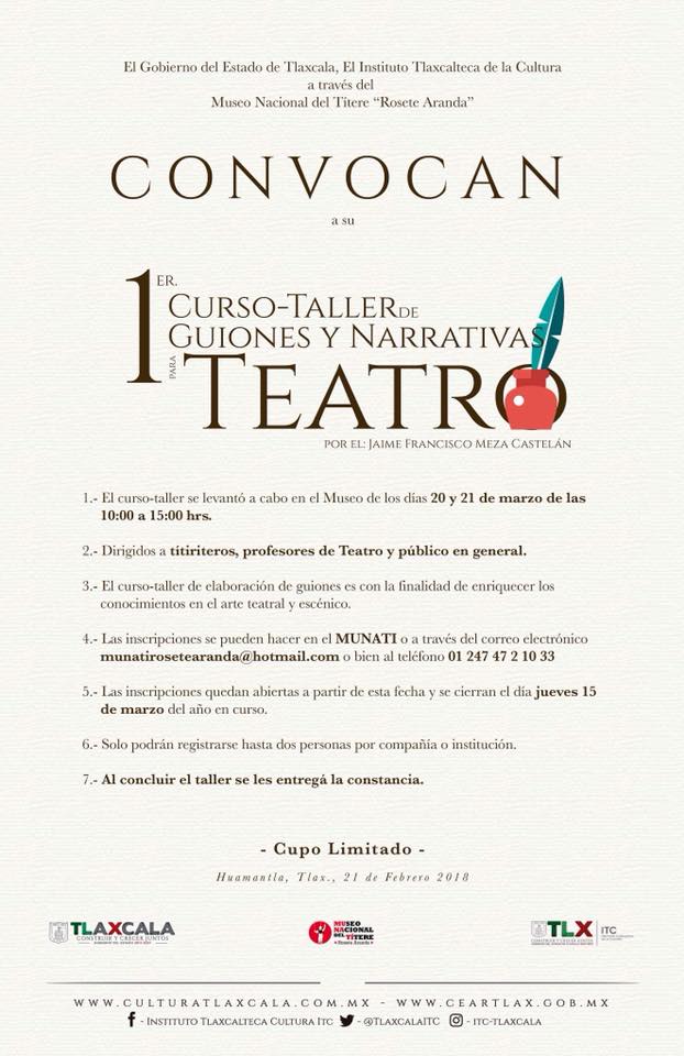 Realizará ITC taller de guiones y narrativas para teatro